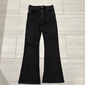 High Waisted Black Flair Jeans